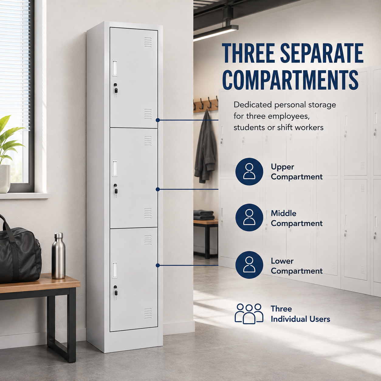 TreeJar 3 door locker Skyland STEL  SSL-3